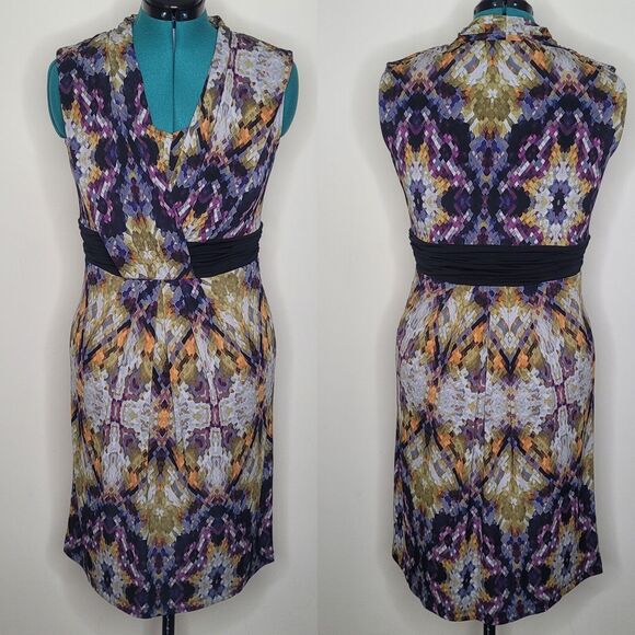 Miraclesuit Purple Green Yellow Geometric Dress Size‎ 6 - Picture 1 of 4